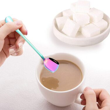 Набір з 6 ложок для лате макіато, довгі ложки для десертів та коктейлів, нержавіюча сталь, 18.7 см