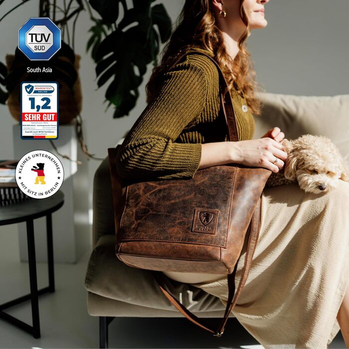 Сумка жіноча шкіряна через плече Berliner Bags Verona Vintage (Earth) - велика шопер сумка з YKK блискавкою