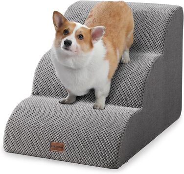 Сходинки для собак 3 сходинки, антиковзкі, сірого кольору. Підходять для маленьких собак, знімний та миючий чохол, 41 см заввишки