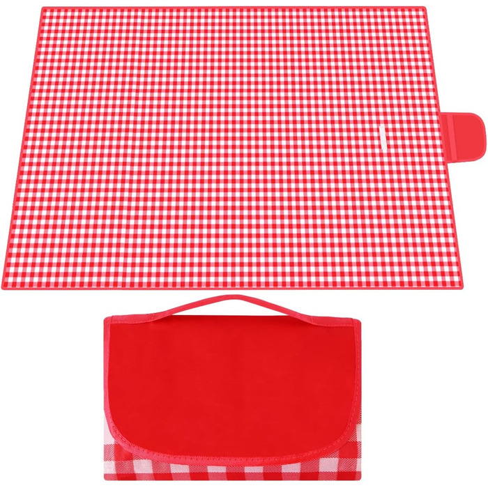 Водонепроникна пікнікова ковдра WAIZHIUA 200x200 см для пляжу, кемпінгу та відпочинку на природі (червона)