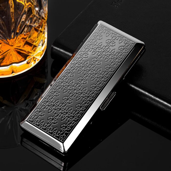 Вінтажний металевий тютюнониця для чоловіків та жінок, вміщує 18-20 сигарет (100 мм), чорний у горошок