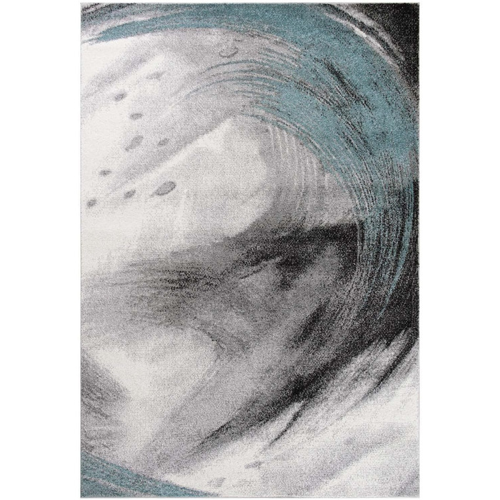 Килим Kurzflor з коротким ворсом для вітальні, спальні та дитячої кімнати. Сучасний дизайнерський килим TC-Fashion 6114 в клітинку сірого кольору (Circle Blau, 160x220 см)