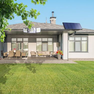 INTELAMP Solar Lights for Outdoors with Motion Sensor, 6000 mAh Solar with Remote Control, 1200LM, 270° Wide-Angle Solar Lights, IP65 Waterproof for Porch and Garages (2 Pack - 2.7M Cable)