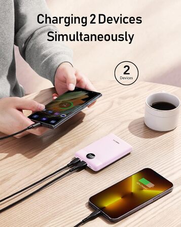 Powerbank VEEKTOMX 10000mAh з підтримкою PD3.0 та QC3.0: компактний зовнішній акумулятор для iPhone, iPad, Samsung Galaxy, Huawei, Xiaomi, OnePlus та інших пристроїв. Білий (лавандово-фіолетовий)