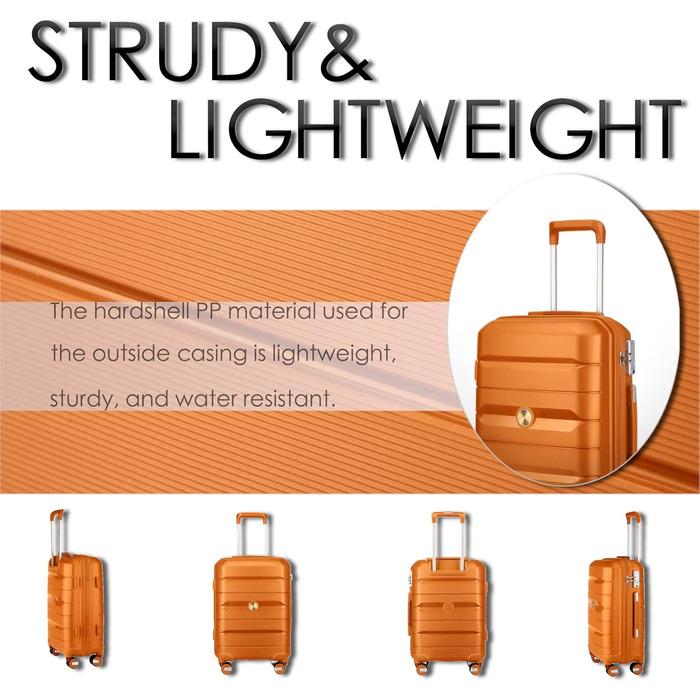 Чохол-валіза Sea Choice з поліпропілену, розширюваний, ручна поклажа, 4-х частинний набір, з TSA замком (Оранжевий)