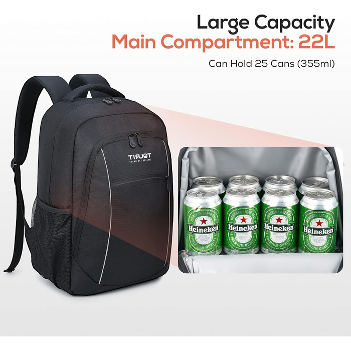 TOURIT Cooler Backpack 22L Waterproof Insulated Thermal Backpack for Picnics, BBQs, Camping, Outings, Shopping