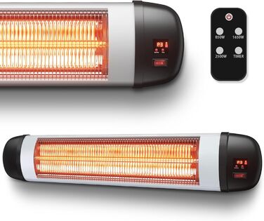 Інфрачервовий обігрівач для тераси Mursche 2500W з пультом керування. Електричний настінний обігрівач для вулиці, балкона, саду та тераси. 3 режими нагріву.
