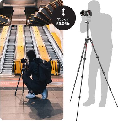 Компактний дорожній штатив Manfrotto Befree Advanced з кулястою головкою та важелем блокування, алюміній, для DSLR та бездзеркальних камер