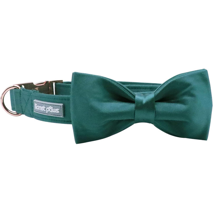 Нашийник для собак Lionet Paws з метеликом - комфортний шовковий нашийник зеленого кольору для маленьких собак, знімний метелик, розмір 25-40 см (L, 1 шт., зелений)