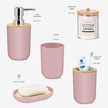 Набір аксесуарів для ванної кімнати IMAVO 4 шт. (Зелений): тримач для зубних щіток, стаканчик, дозатор мила, мильниця