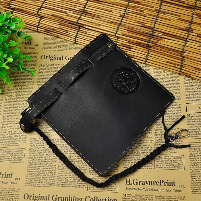 Le'aokuu Men's Genuine Leather Wallet Organizer Double Checkbook Wallet Pattern Business Money Clip 3377