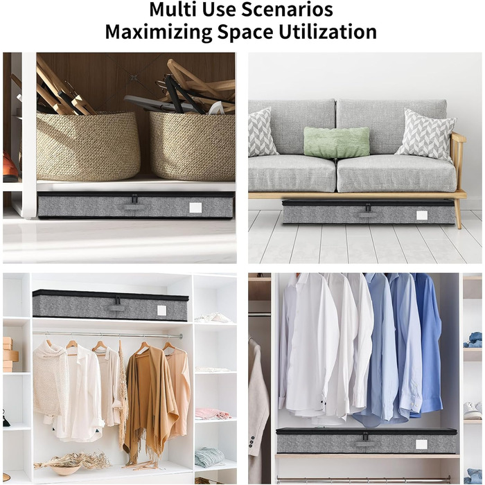 Контейнери для зберігання під ліжком Fixwal, 4 шт. – низький профіль, міцні стінки, органайзери для одягу