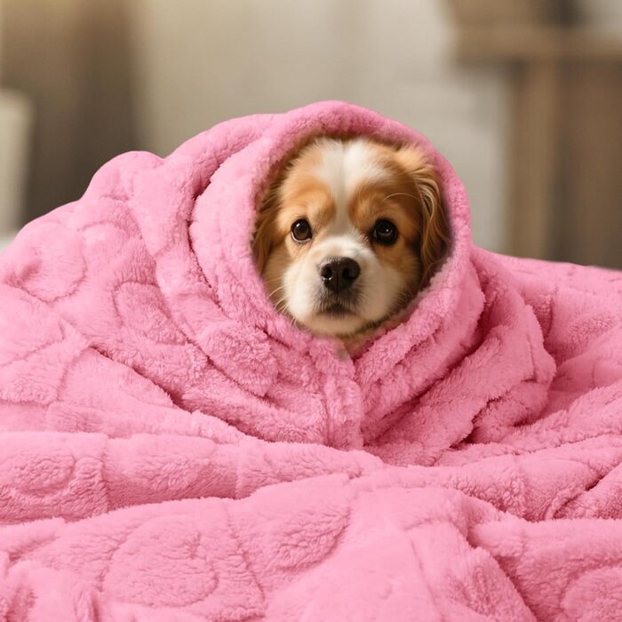 Водонепроникний плед для собак Luciphia, великий (65x57 дюймів), м'який, пухнастий, з Sherpa-fleece, для захисту ліжка/дивану, рожевий
