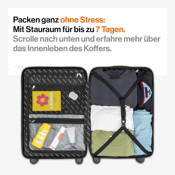 Чемодан Travely з полікарбонату, 67 см, 60 л - міцний валіза з TSA замком, зручні колеса, колір: туманно-зелений