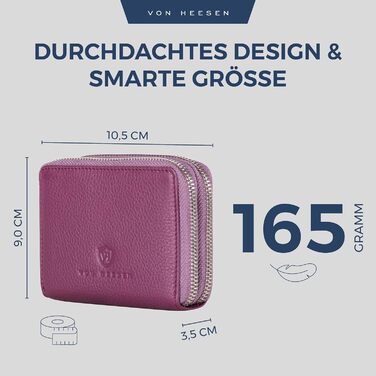 VON HEESEN Leather Wallet with RFID Blocker - Wallet for Women & Men made of Genuine Leather - Wallet with Coin Pocket - Purse for Women and Men in Pink