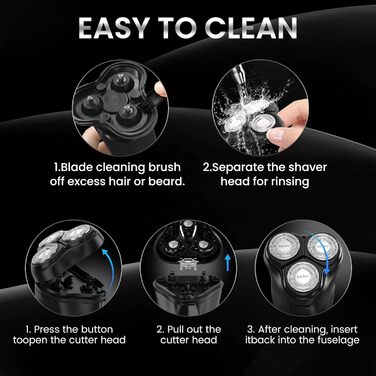 Електрична бритва 3D Rotationsrasierer: для чоловіків, з поп-ап тримером, швидка зарядка, LCD дисплей