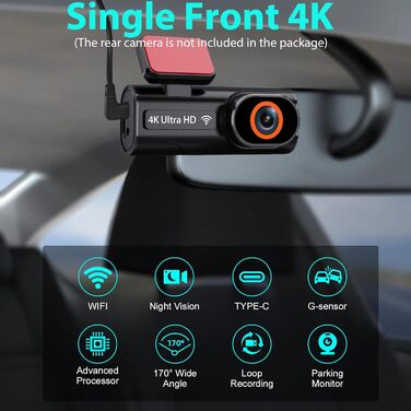 Відеореєстратор Auto Dashcam 4K з GPS, WiFi, G-сенсором та циклічною записом. В комплекті SD карта 64GB.