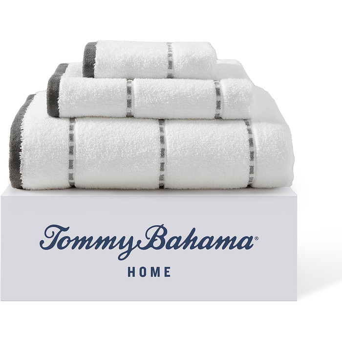Набір махрових рушників для ванної Tommy Bahama Ridley Solid Grey, м'яка бавовна, 3 предмети, сірий