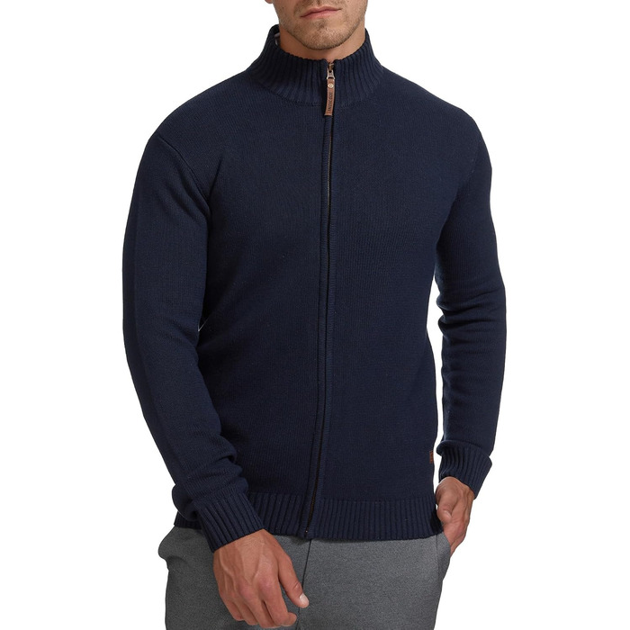 Чоловічий кардиган Indicode INLut з коміром-стійкою та блискавкою | Тонкий в'язаний кардиган для чоловіків XL, темно-синій