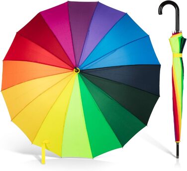 Автоматичний парасолька UNISEX Райдуга, вітростійкий, 16-сегментний, великий, стійкий до вітру, 120 см