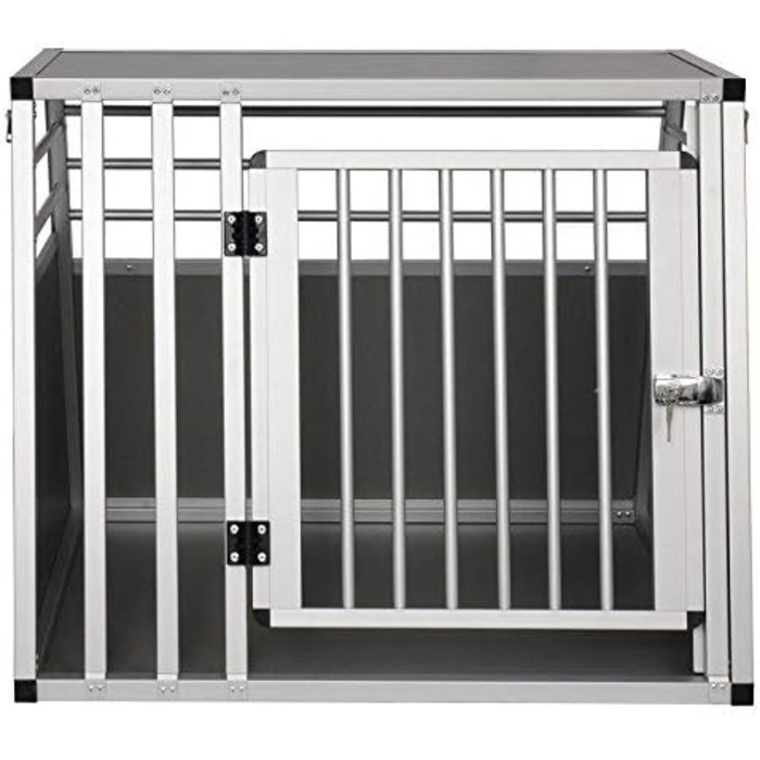 Транспортна переноска для собак EUGAD, алюміній, 80x65x65 см, сіра - переноска для собак, котів, авто, подорожі