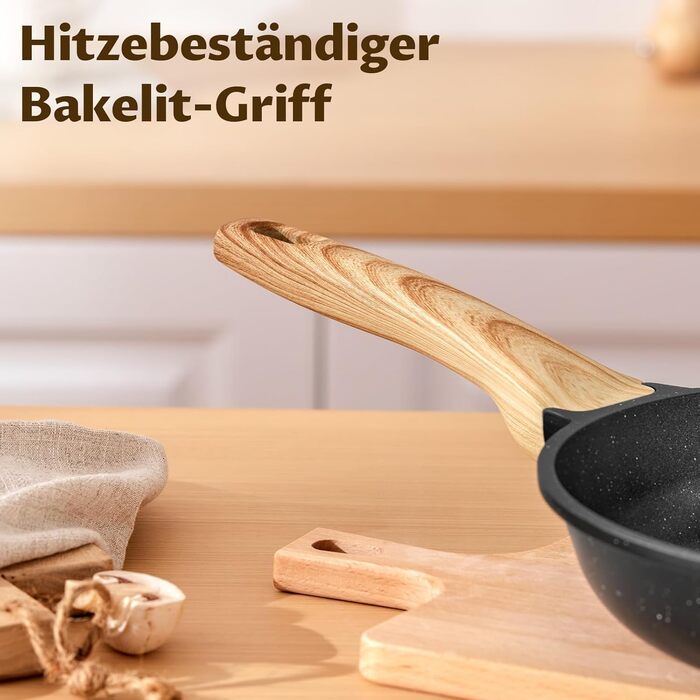 Набір індукційних каструль 10 предметів з гранітним покриттям, антипригарні сковороди з кришками, алюмінієвий посуд для всіх типів плит, жаростійкий, без PFAS