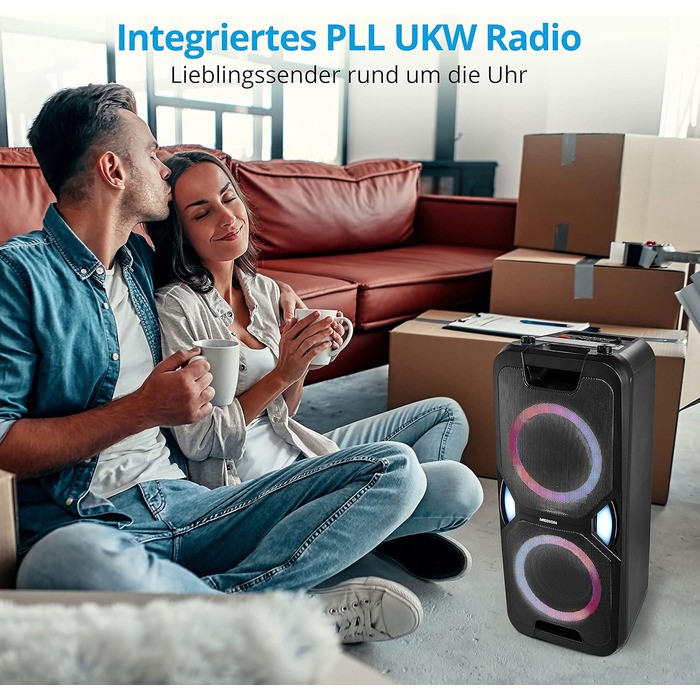 MEDION Party-Soundsystem P67038: караоке-система з LED, Bluetooth 5.0, USB, AUX, 2 мікрофони, 220W