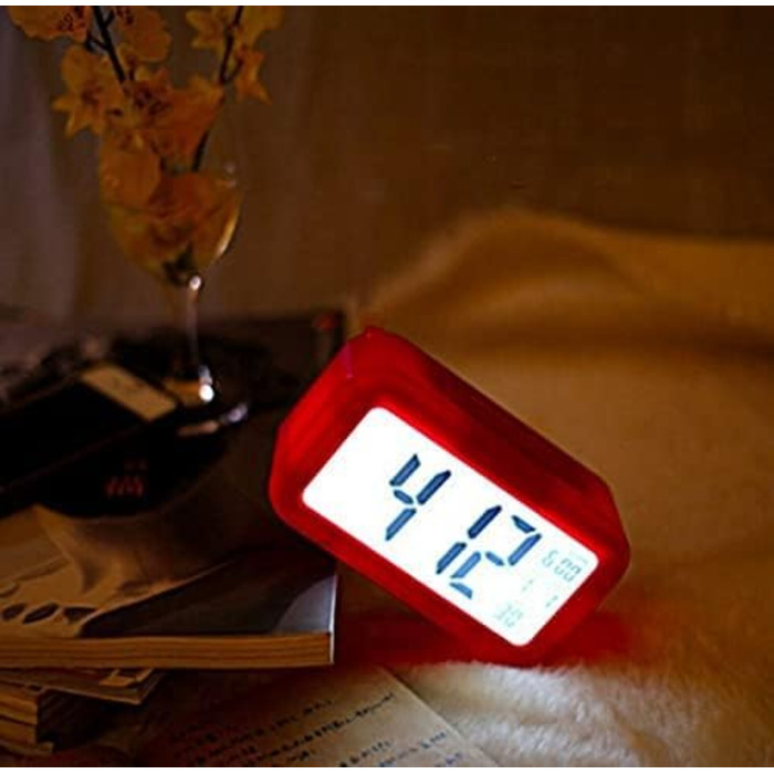 Цифровий будильник з LED-дисплеєм, температурою та великим LCD-екраном (чорний)