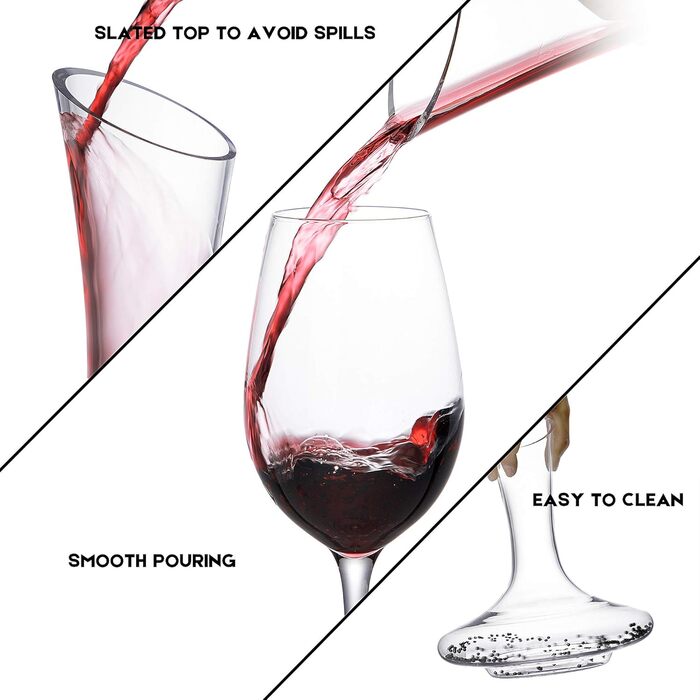 Wine Decanter Set, Wine Aerator, 100% Mouth-Blown Lead-Free Crystal Glass with Cleaning Pearls, Wine Decanter and Wine Decanting Set, Wine Gift with Luxury Packaging, Wine Accessories (1200ML)