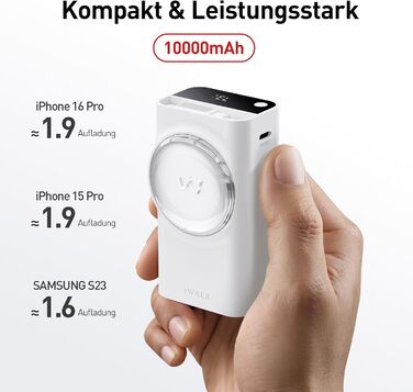 Power Bank iWALK 10000mAh з вбудованим кабелем USB-C 70см, 3 виходи, 30W PD, рожевий