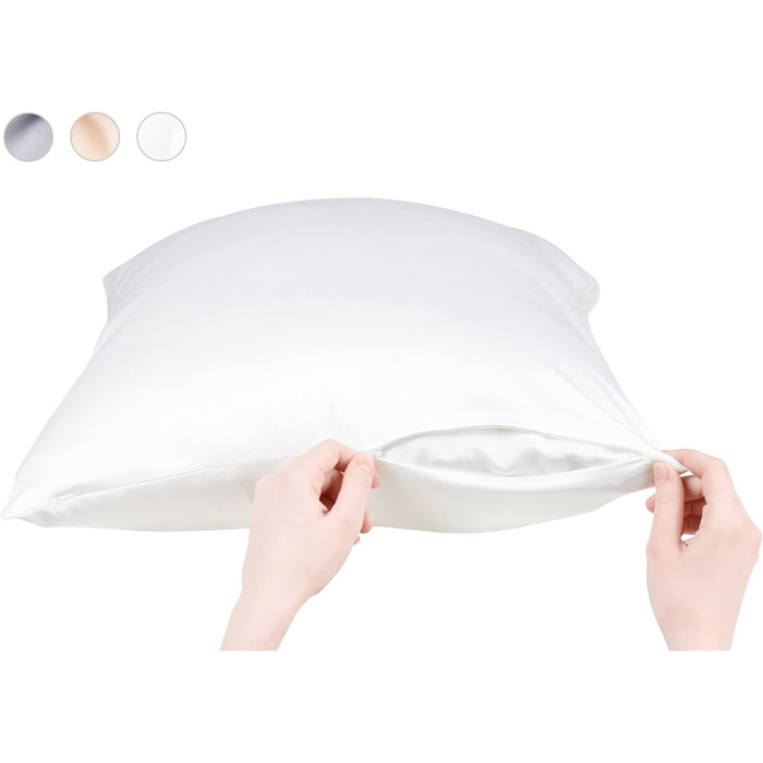 Pillowcase for Acne-Prone Skin – Anti-Acne Copper Bamboo Pillowcase, Hypoallergenic, Standard Size, 20 x 26 inches (50.8 x 66 cm), Cooling Silky Satin Pillowcase for Hair and Skin, 1 Piece