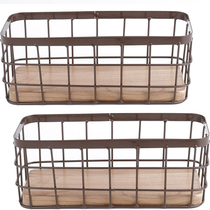 Dicunoy 2 Pack Small Wire Basket, Rectangular Metal Basket Narrow, Small Storage Basket Bathroom Basket, Counter Organizer Basket for Desktop Fruit, Kitchen Countertop, Office Decorative, 10 x 10 x 25 cm