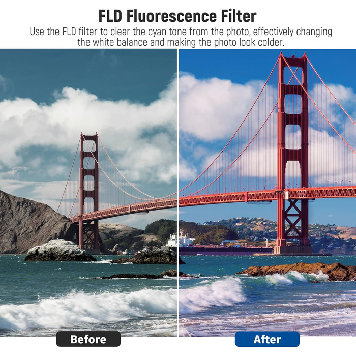 Набір фільтрів NEEWER 58mm: UV, CPL, FLD, ND2, ND4, ND8, бленда, кришка об'єктива. Сумісний з Canon, Nikon, Sony, Panasonic DSLR камерами