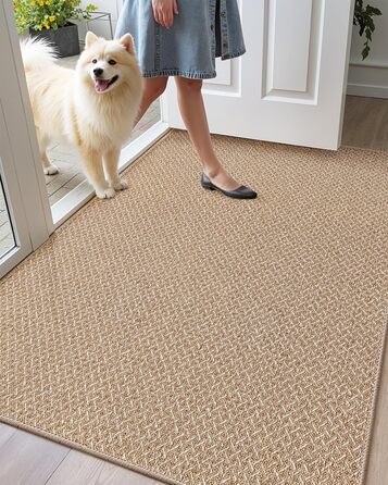 Тонкий килимок для входу COLOR&GEOMETRY, протибризковий килим у передпокій, нековзкий підлоговий покриття для дому (Khaki, 92 x 142 см)