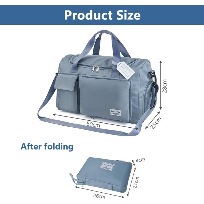 Спортивна сумка Flintronic 35L, водонепроникна, для подорожей та вихідних, блакитна (з багажним жетоном)