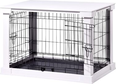 Будка для собак Dobar® Design з дерева, розмір M - будок з поверхнею столу - внутрішня собача будка - собача будка з масиву - журнальний столик - 83 x 55 x 59 см - білий