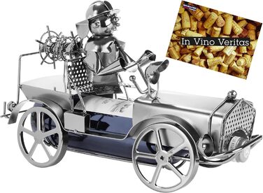 BRUBAKER Wine Bottle Holder Fire Truck Metal Sculpture with Gift Card