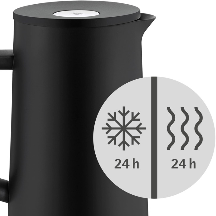 WMF Impulse Thermos Flask 1l, Insulated Carafe for Coffee or Tea, Pressure Lock, Keeps Drinks Cold & Warm for 24h, Black