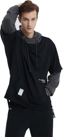 Худі чоловіче GURUNVANI з па́тчворком, чорний, розмір S