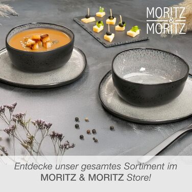 Набір органічних мюслі-мисок Moritz & Moritz (6 шт.) з кераміки, 500 мл, сучасний дизайн, градієнт кольору, стійкі до миття в посудомийній машині (сірий, сервіровочна миска (2x))