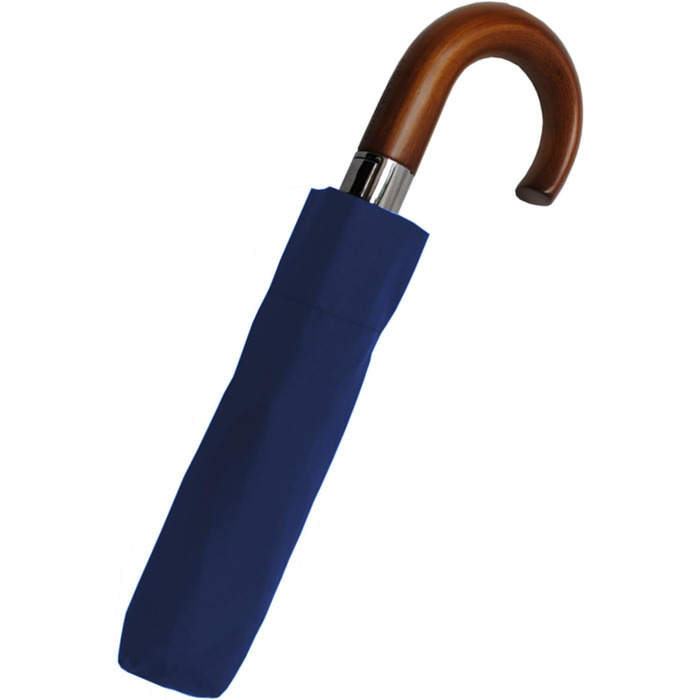 Чоловічий парасолька COLLAR AND CUFFS London 80KPH з автоматичним відкриванням, компактна, вітростійка, з дерев'яною ручкою, темно-синього кольору