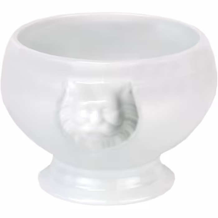 Van Well 6-Piece Lion's Head Terrine Set, Porcelain, 0.4 Liter, White – Classic terrine for soup or one-pot dishes – Oven-safe, microwave-safe & dishwasher-safe – German quality