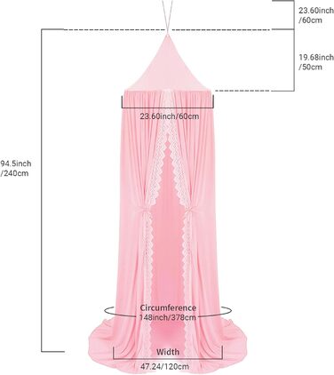 Lace Canopy Bed Canopy Mosquito Net, Insect Protection, Children's Princess Play Tents, Room Decoration, Height 250cm, Color Pink
