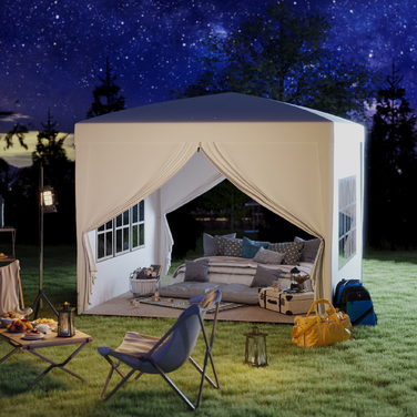 HOMCOM 3x3m Gazebo with 4 Side Walls & Windows, UV Protection, Includes Carry Bag, Steel & Oxford Fabric, White