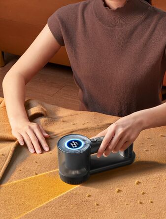 Електричний видальник ворсу 2-в-1 з трьома швидкостями для всіх тканин, з цифровим дисплеєм, 3 леза, USB-C кабель (білий/чорний)