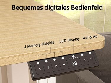 Electric Standing Desk with Drawers - 120x60cm, Oak Finish - Adjustable Height Desk for Home Office & Business, Monitor Stand, Phone Holder, 3 Hooks