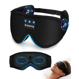 Маска для сну з Bluetooth навушниками 3D, чорна. Блокує світло, з мікрофоном, для сну та подорожей, унісекс.