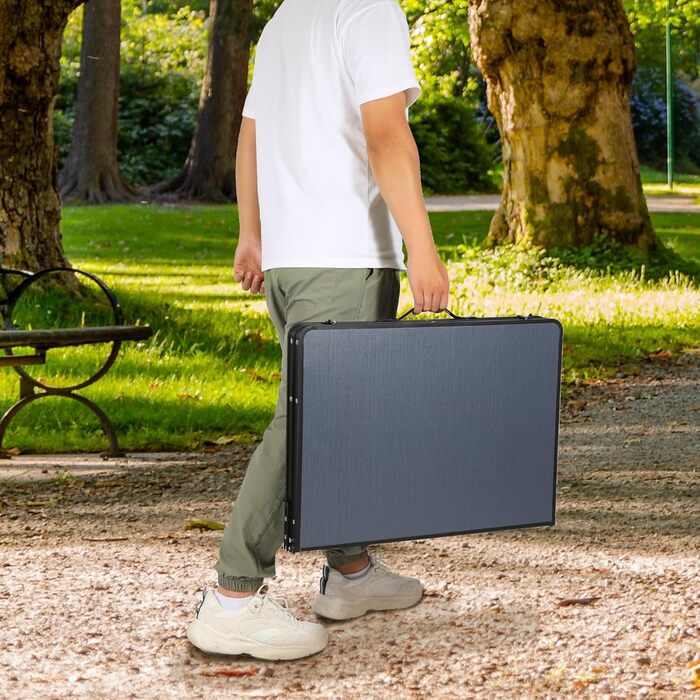 Складний кемпінговий стіл REDCAMP з регульованою висотою 90x60 см, чорно-сірий - для дому, балкону, пікніка