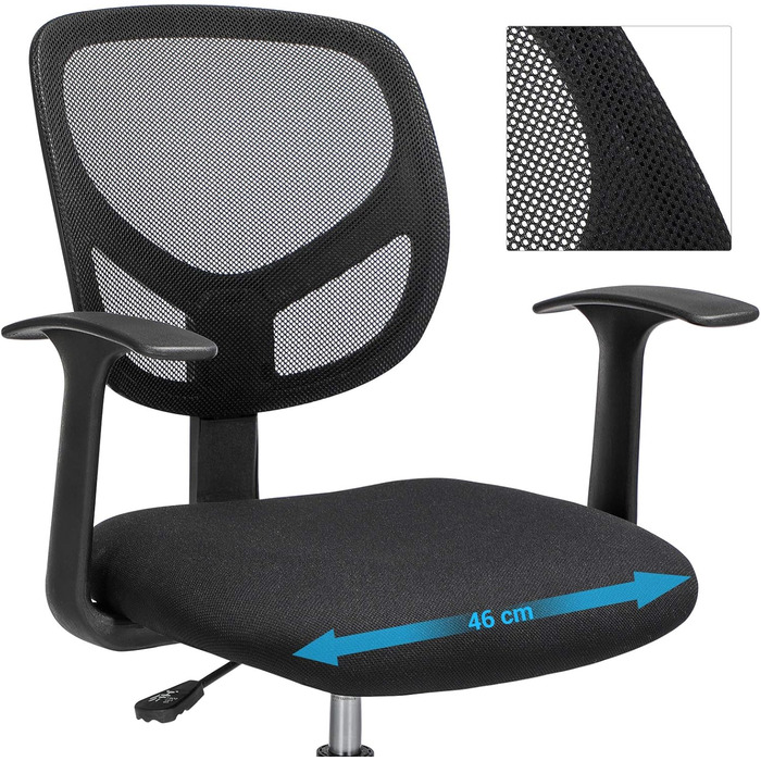 Офісне крісло SONGMICS OBN25BK - регульована висота 55-75 см, підставка для ніг, чорний, 120 кг