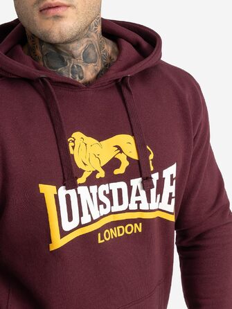 Чоловіча толстовка-худі на блискавці Lonsdale Rinsey, приталена модель, колір Oxblood, розмір 3XL